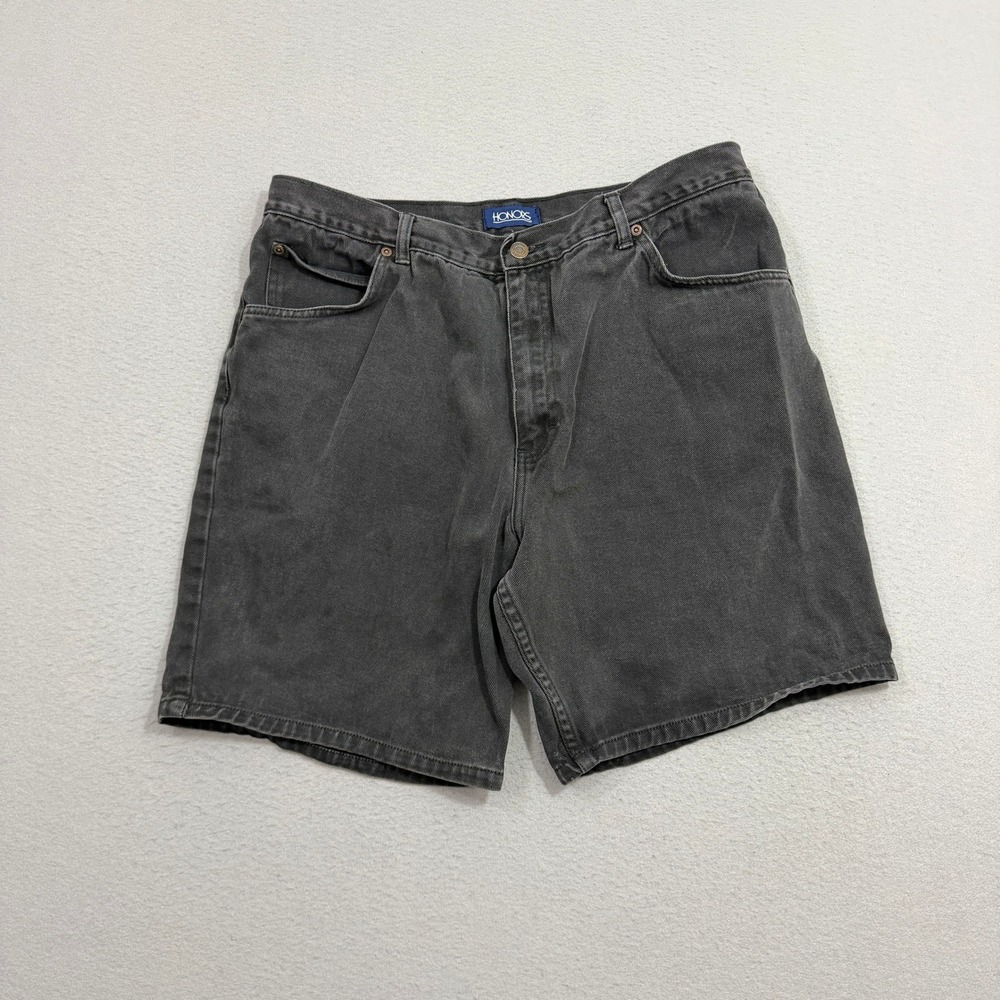 Vintage Honors Jean Shorts Men's 38 Black Denim Jorts Relaxed Fit Casual 90s